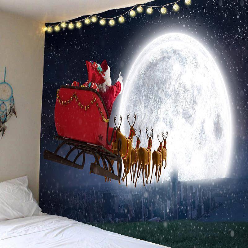 Neue Weihnachten Elch Tapisserie Cartoon Weihnachten Ornament Schlafzimmer Zimmer Hintergrund Wand Dekoration Hängen Neue Jahr Geschenk Wand Hängen 150x130cm von Joom DACH
