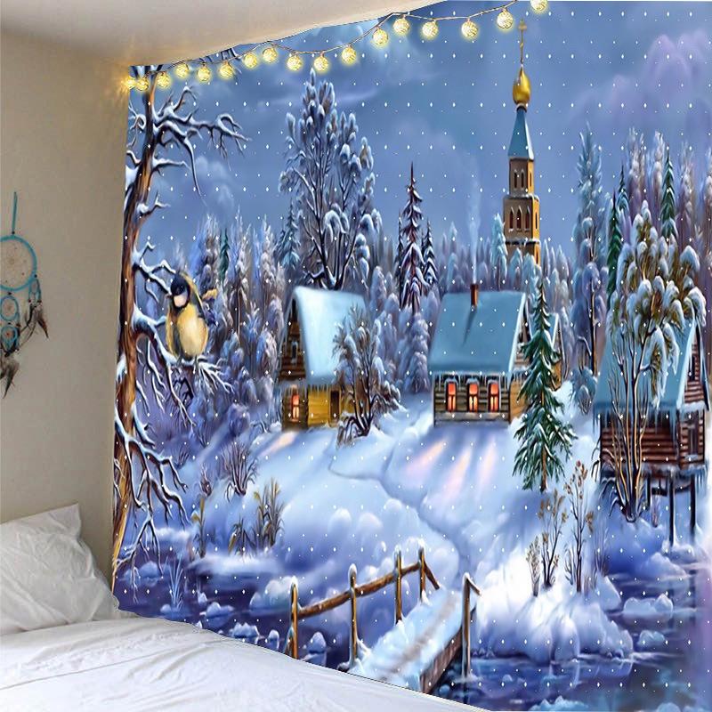 Neue Weihnachten Elch Tapisserie Cartoon Weihnachten Ornament Schlafzimmer Zimmer Hintergrund Wand Dekoration Hängen Neue Jahr Geschenk Wand Hängen 200x150cm von Joom DACH