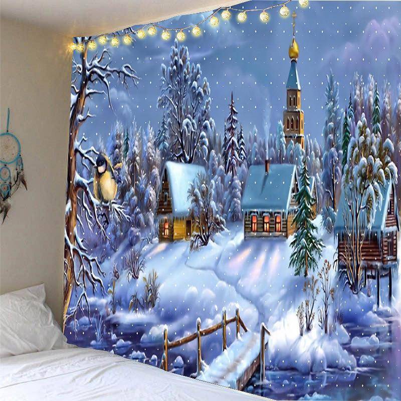 Neue Weihnachten Elch Tapisserie Cartoon Weihnachten Ornament Schlafzimmer Zimmer Hintergrund Wand Dekoration Hängen Neue Jahr Geschenk Wand Hängen 200x150cm von Joom DACH