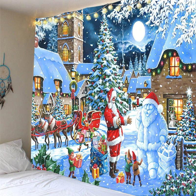 Neue Weihnachten Elch Tapisserie Cartoon Weihnachten Ornament Schlafzimmer Zimmer Hintergrund Wand Dekoration Hängen Neue Jahr Geschenk Wand Hängen 230x180cm von Joom DACH