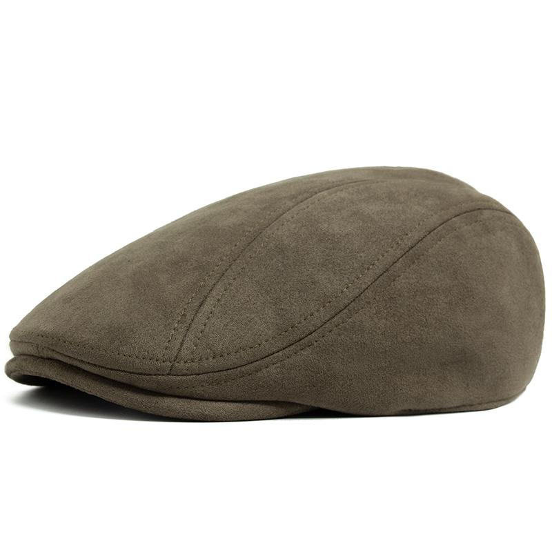 Neue Wildleder Herbst Winter Baskenmütze Mode Vintage Männer Frauen Hut Newsboy Casual Flache Schirmmütze Berets Für 54-58cm Kopfumfang Ference One Size armee grüne von Joom DACH