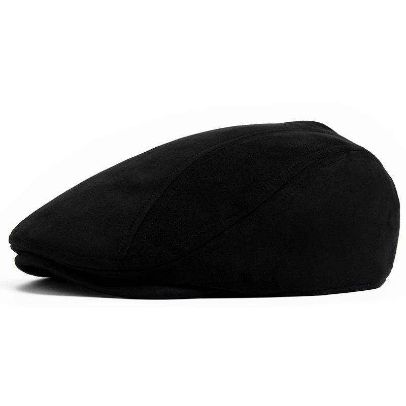 Neue Wildleder Herbst Winter Baskenmütze Mode Vintage Männer Frauen Hut Newsboy Casual Flache Schirmmütze Berets Für 54-58cm Kopfumfang Ference One Size schwarz von Joom DACH
