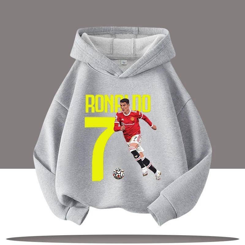 Neue Winter-/Herbstkleidung Ronaldo Kinder Kapuzensweatshirt Jungen Sportshirt Fußballstar Cartoon-Druck Kinder Freizeit-Hoodies 120 von Joom DACH