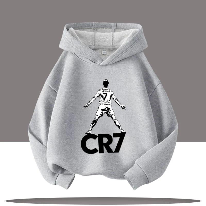 Neue Winter-/Herbstkleidung Ronaldo Kinder Kapuzensweatshirt Jungen Sportshirt Fußballstar Cartoon-Druck Kinder Freizeit-Hoodies 130 von Joom DACH