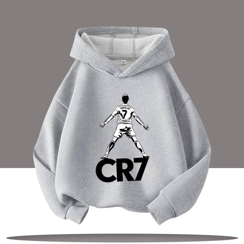 Neue Winter-/Herbstkleidung Ronaldo Kinder Kapuzensweatshirt Jungen Sportshirt Fußballstar Cartoon-Druck Kinder Freizeit-Hoodies 130 von Joom DACH