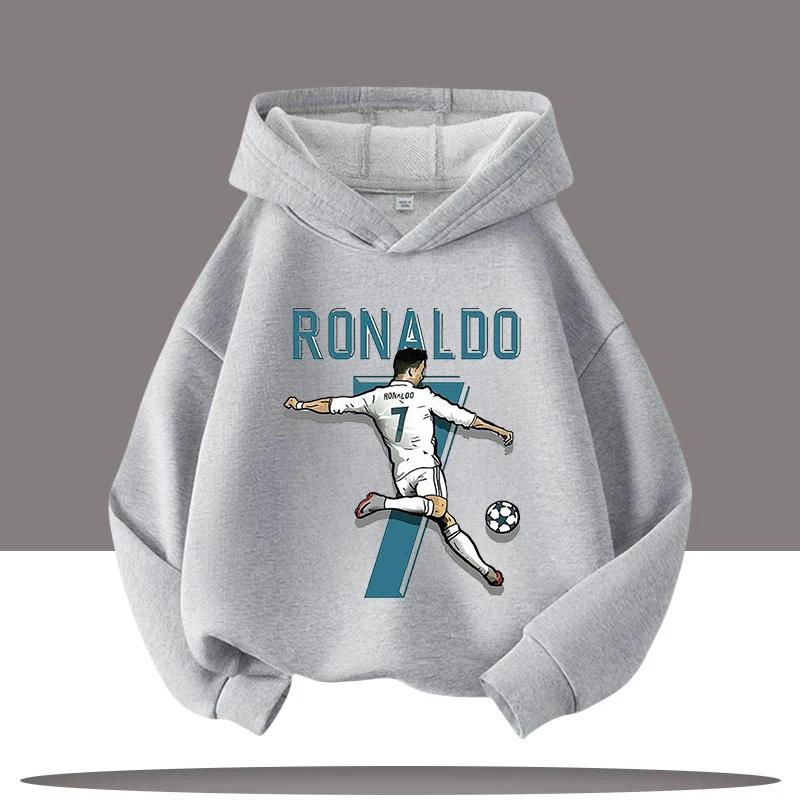 Neue Winter-/Herbstkleidung Ronaldo Kinder Kapuzensweatshirt Jungen Sportshirt Fußballstar Cartoon-Druck Kinder Freizeit-Hoodies 140 von Joom DACH