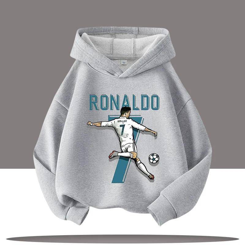Neue Winter-/Herbstkleidung Ronaldo Kinder Kapuzensweatshirt Jungen Sportshirt Fußballstar Cartoon-Druck Kinder Freizeit-Hoodies 140 von Joom DACH
