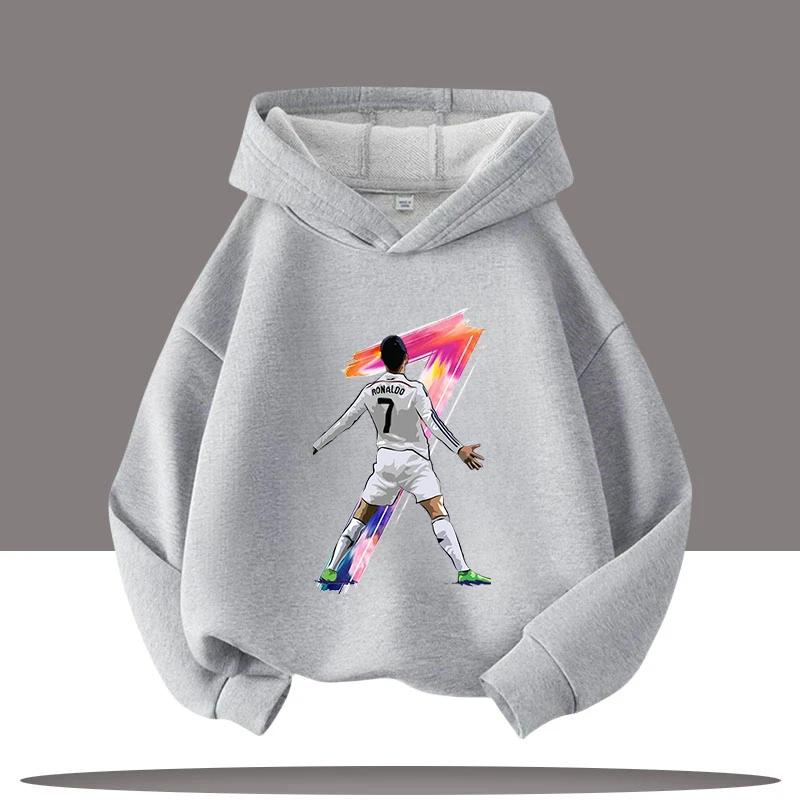Neue Winter-/Herbstkleidung Ronaldo Kinder Kapuzensweatshirt Jungen Sportshirt Fußballstar Cartoon-Druck Kinder Freizeit-Hoodies 140 von Joom DACH
