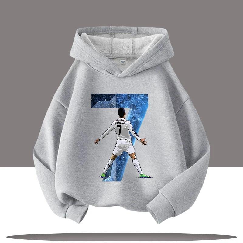 Neue Winter-/Herbstkleidung Ronaldo Kinder Kapuzensweatshirt Jungen Sportshirt Fußballstar Cartoon-Druck Kinder Freizeit-Hoodies 150 von Joom DACH