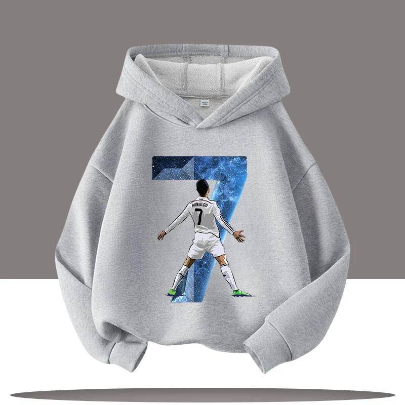 Neue Winter-/Herbstkleidung Ronaldo Kinder Kapuzensweatshirt Jungen Sportshirt Fußballstar Cartoon-Druck Kinder Freizeit-Hoodies 150 von Joom DACH