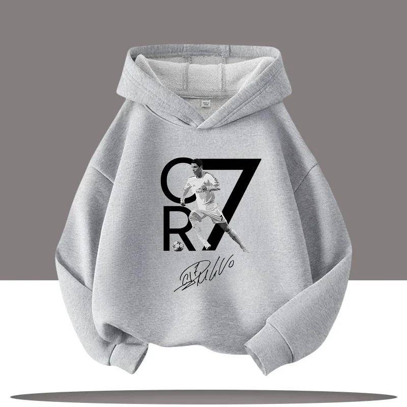 Neue Winter-/Herbstkleidung Ronaldo Kinder Kapuzensweatshirt Jungen Sportshirt Fußballstar Cartoon-Druck Kinder Freizeit-Hoodies 160 von Joom DACH