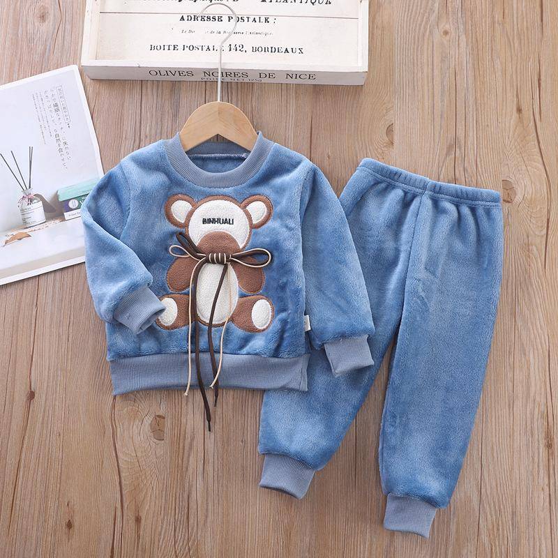 Neue Winter Baby Mädchen Jungen Homewear Sets Herbst Mode Flanell Fleece Kleidung Kinder Cartoon Bär Nachtwäsche Kinder Pyjamas 100 von Joom DACH