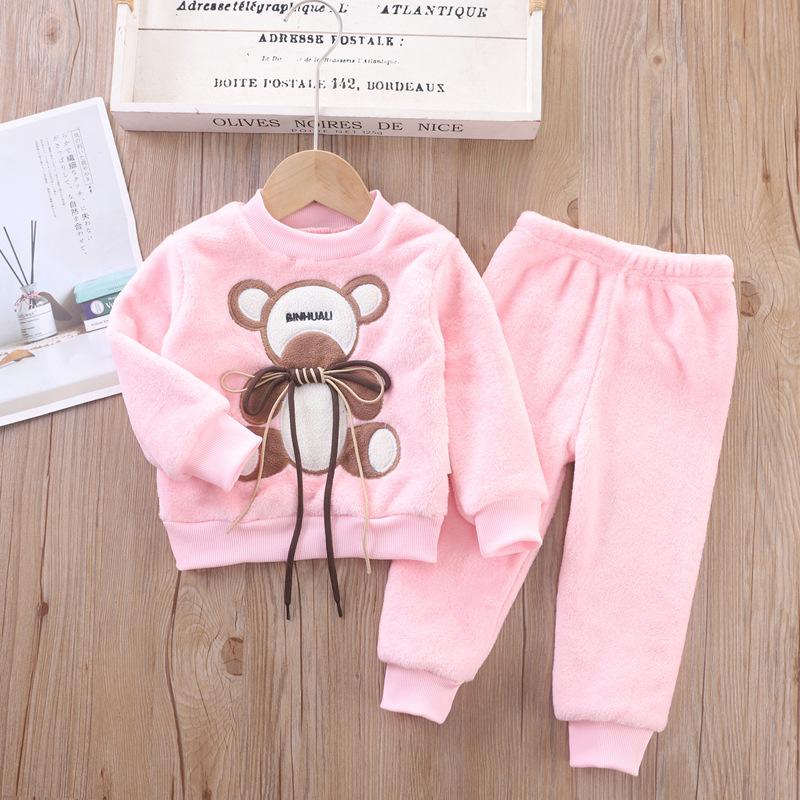 Neue Winter Baby Mädchen Jungen Homewear Sets Herbst Mode Flanell Fleece Kleidung Kinder Cartoon Bär Nachtwäsche Kinder Pyjamas 100 von Joom DACH