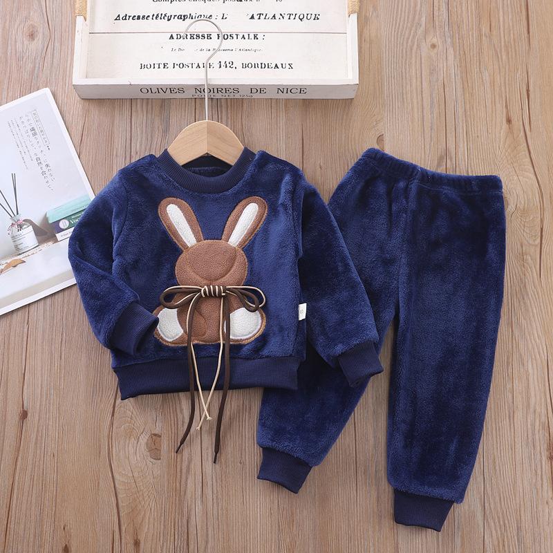 Neue Winter Baby Mädchen Jungen Homewear Sets Herbst Mode Flanell Fleece Kleidung Kinder Cartoon Bär Nachtwäsche Kinder Pyjamas 110 von Joom DACH