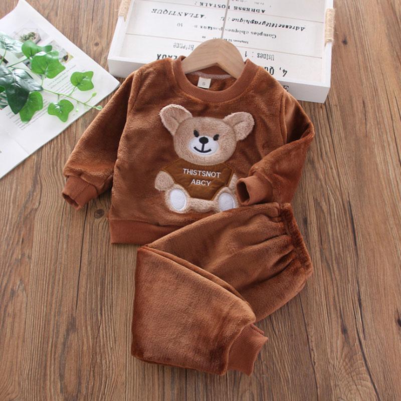 Neue Winter Baby Mädchen Jungen Homewear Sets Herbst Mode Flanell Fleece Kleidung Kinder Cartoon Bär Nachtwäsche Kinder Pyjamas 110 von Joom DACH