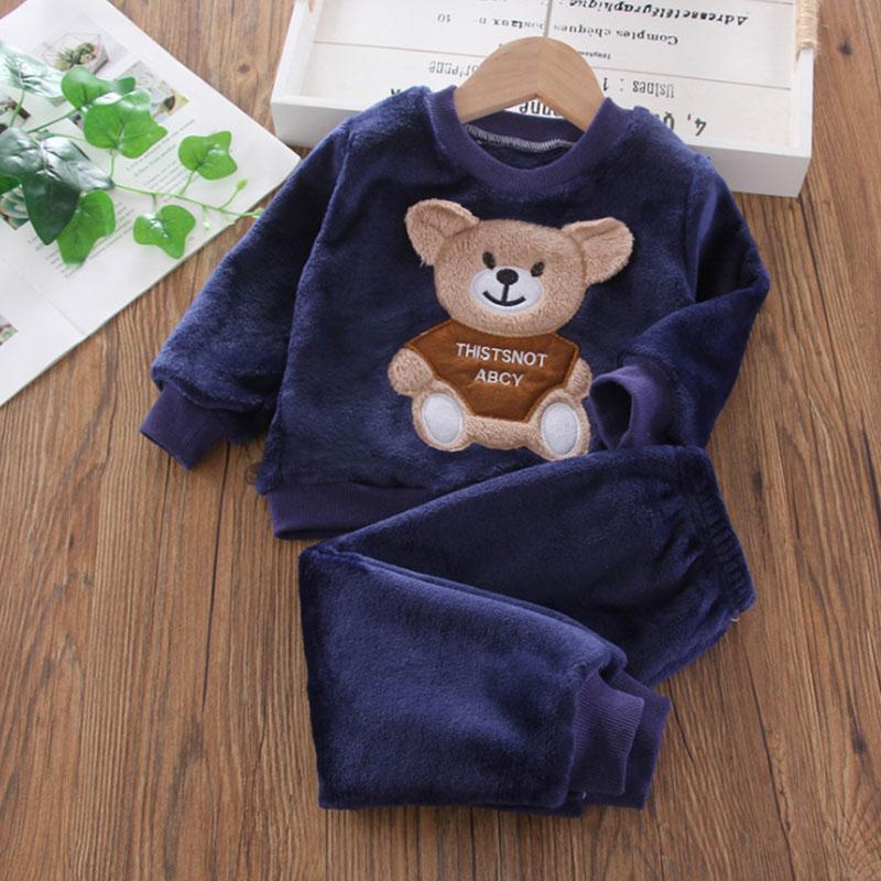 Neue Winter Baby Mädchen Jungen Homewear Sets Herbst Mode Flanell Fleece Kleidung Kinder Cartoon Bär Nachtwäsche Kinder Pyjamas 110 von Joom DACH