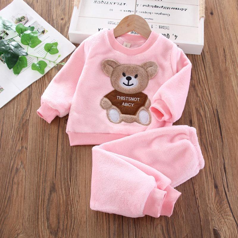 Neue Winter Baby Mädchen Jungen Homewear Sets Herbst Mode Flanell Fleece Kleidung Kinder Cartoon Bär Nachtwäsche Kinder Pyjamas 110 von Joom DACH