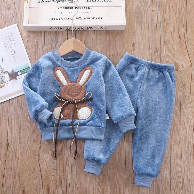 Neue Winter Baby Mädchen Jungen Homewear Sets Herbst Mode Flanell Fleece Kleidung Kinder Cartoon Bär Nachtwäsche Kinder Pyjamas 130 von Joom DACH