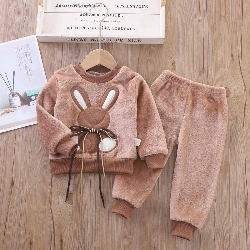 Neue Winter Baby Mädchen Jungen Homewear Sets Herbst Mode Flanell Fleece Kleidung Kinder Cartoon Bär Nachtwäsche Kinder Pyjamas 80 von Joom DACH