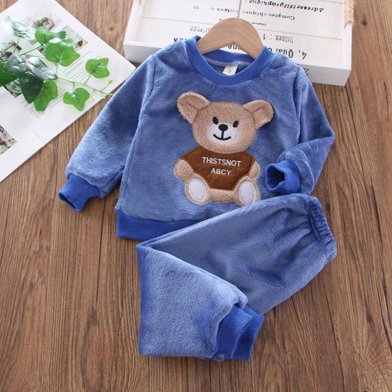Neue Winter Baby Mädchen Jungen Homewear Sets Herbst Mode Flanell Fleece Kleidung Kinder Cartoon Bär Nachtwäsche Kinder Pyjamas 80 von Joom DACH