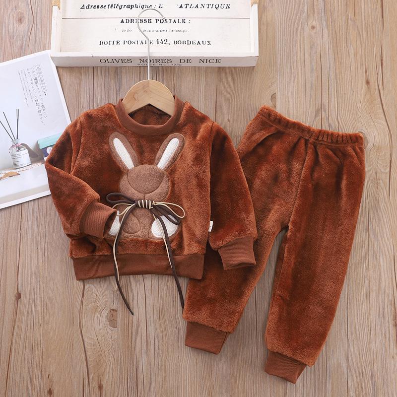 Neue Winter Baby Mädchen Jungen Homewear Sets Herbst Mode Flanell Fleece Kleidung Kinder Cartoon Bär Nachtwäsche Kinder Pyjamas 90 von Joom DACH