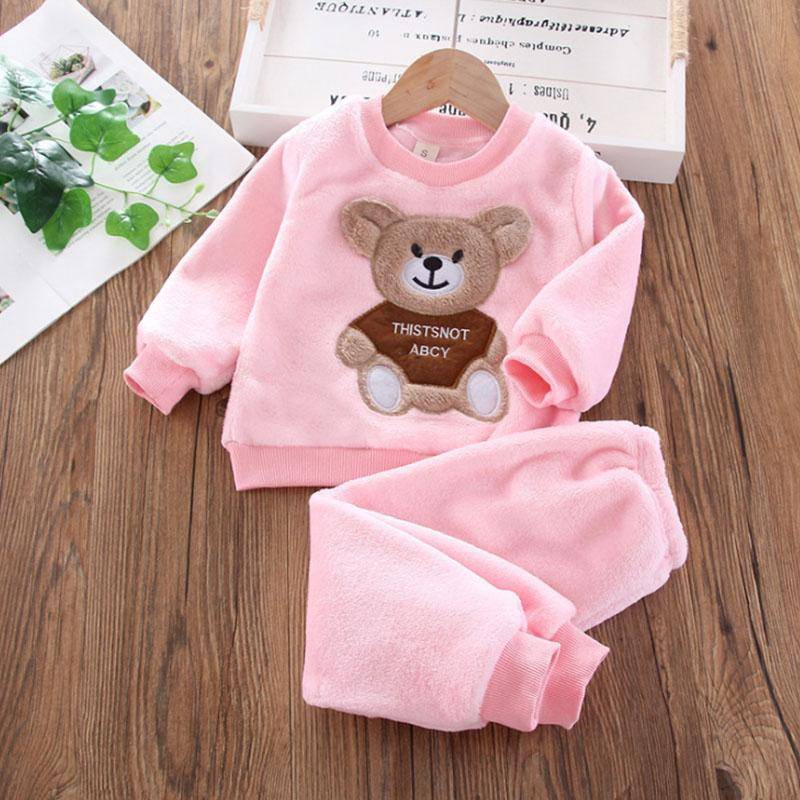 Neue Winter Baby Mädchen Jungen Homewear Sets Herbst Mode Flanell Fleece Kleidung Kinder Cartoon Bär Nachtwäsche Kinder Pyjamas 90 von Joom DACH
