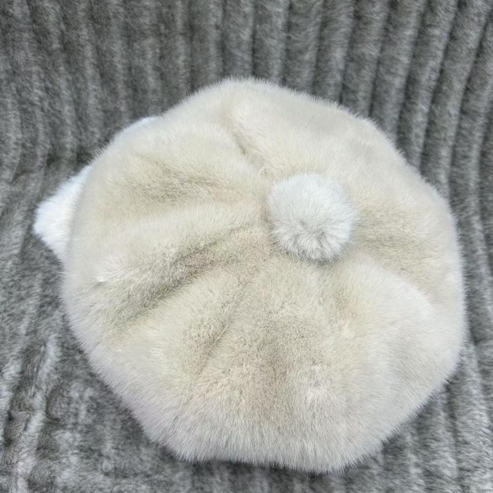 Neue Winter-Baskenmütze Damen Vielseitige Herbst- und Winter-Auslands-Kürbis-Verdickte Mütze Nerz Mode Warme Mütze von Joom DACH