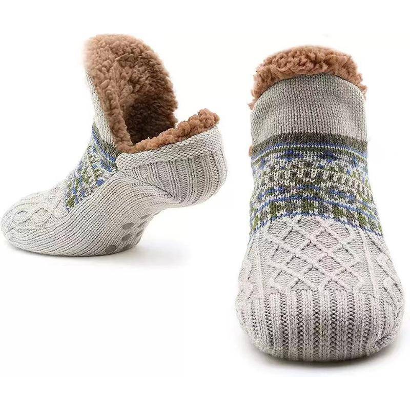 Neue Winter Bodensocken Hause Warme Frauen Männer Socken Schnee Socken Schlaf Teppich Socken Hausschuhe Socken Männer Rutschfeste Yoga Socken 43-45 grau von Joom DACH