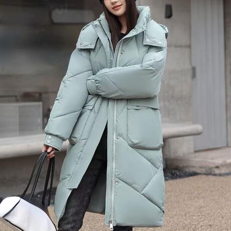 Neue Winter Damen Parka mit Kapuze Jacken Verdicken Warme Baumwolle gefütterte Puffer Mäntel Beiläufige Lange Parkas Kleidung Lose Oberbekleidung XXXL grün von Joom DACH