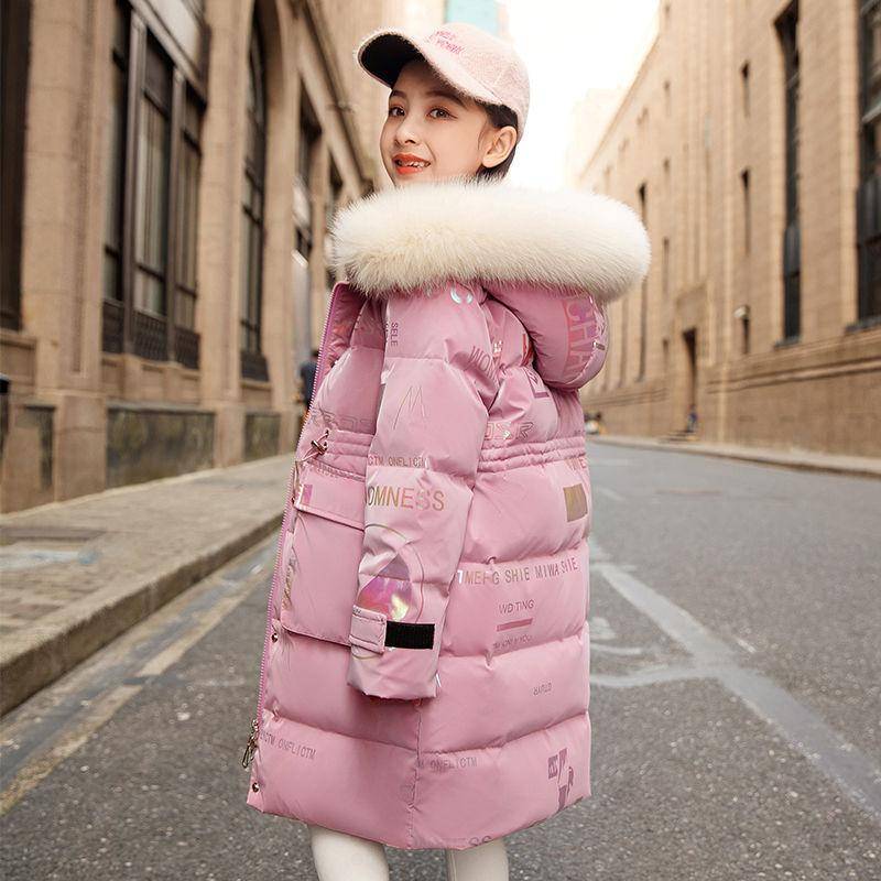 Neue Winter Daunen Baumwolljacke Mädchen Wasserdichter Kapuzenmantel Kinder Oberbekleidung Kleidung Teenager 5-16J Kleidung Kinder Parka Schneeanzug 9-10 rosa von Joom DACH