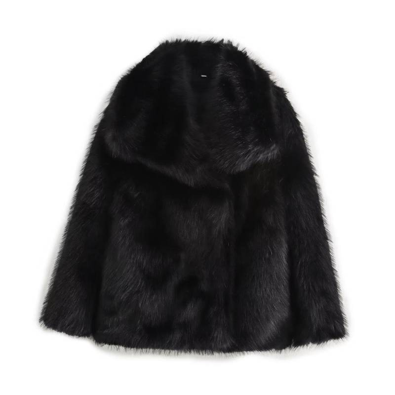 Neue Winter-Faux-Fur-Jacke für Damen, lockere Passform, langärmlig, kurzer Stil L von Joom DACH