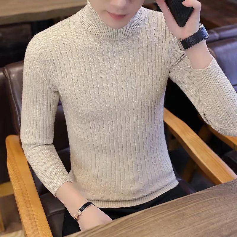 Neue Winter Herren Casual Rollkragenpullover Herren Langarm Gestreiften Pullover Koreanischen Stil Mode Warme Gestrickte Pullover M khaki von Joom DACH