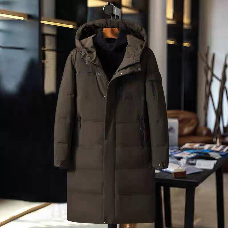 Neue Winter Herren Daunenjacke Lang Verdicken Warme Daunenmantel Männer Winter Puffer Jacke Mit Kapuze Parka Schwarz Outwear XXXL dunkelbraune von Joom DACH