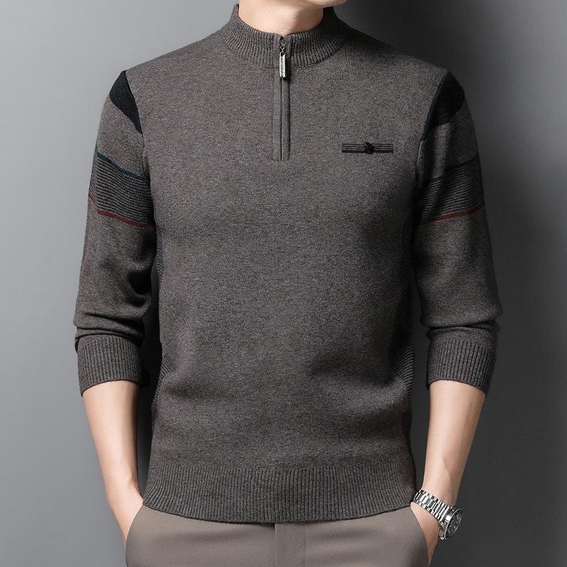 Neue Winter Herren Oberteile Stehkragen Reißverschluss Pullover Herren Dick Jacquard Pullover XL von Joom DACH