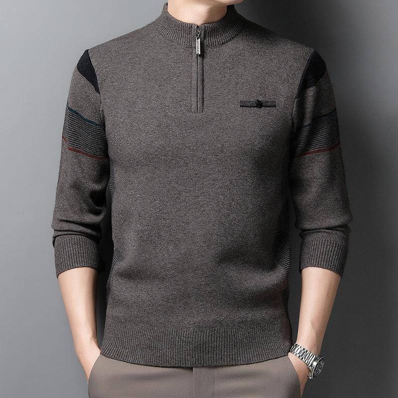 Neue Winter Herren Oberteile Stehkragen Reißverschluss Pullover Herren Dick Jacquard Pullover XL von Joom DACH