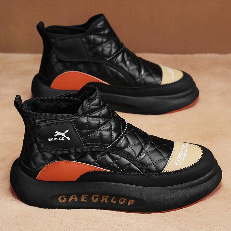 Neue Winter Herrenschuhe Fell Warme Casual Sneakers Männliche Mode Knöchel Kurze Stiefel Männer Bequeme Anti-Rutsch Sportschuhe 43 orange von Joom DACH