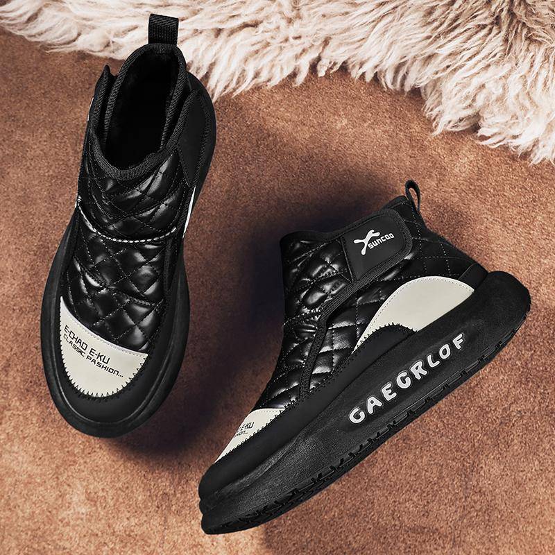 Neue Winter Herrenschuhe Fell Warme Casual Sneakers Männliche Mode Knöchel Kurze Stiefel Männer Bequeme Anti-Rutsch Sportschuhe 43 schwarz von Joom DACH