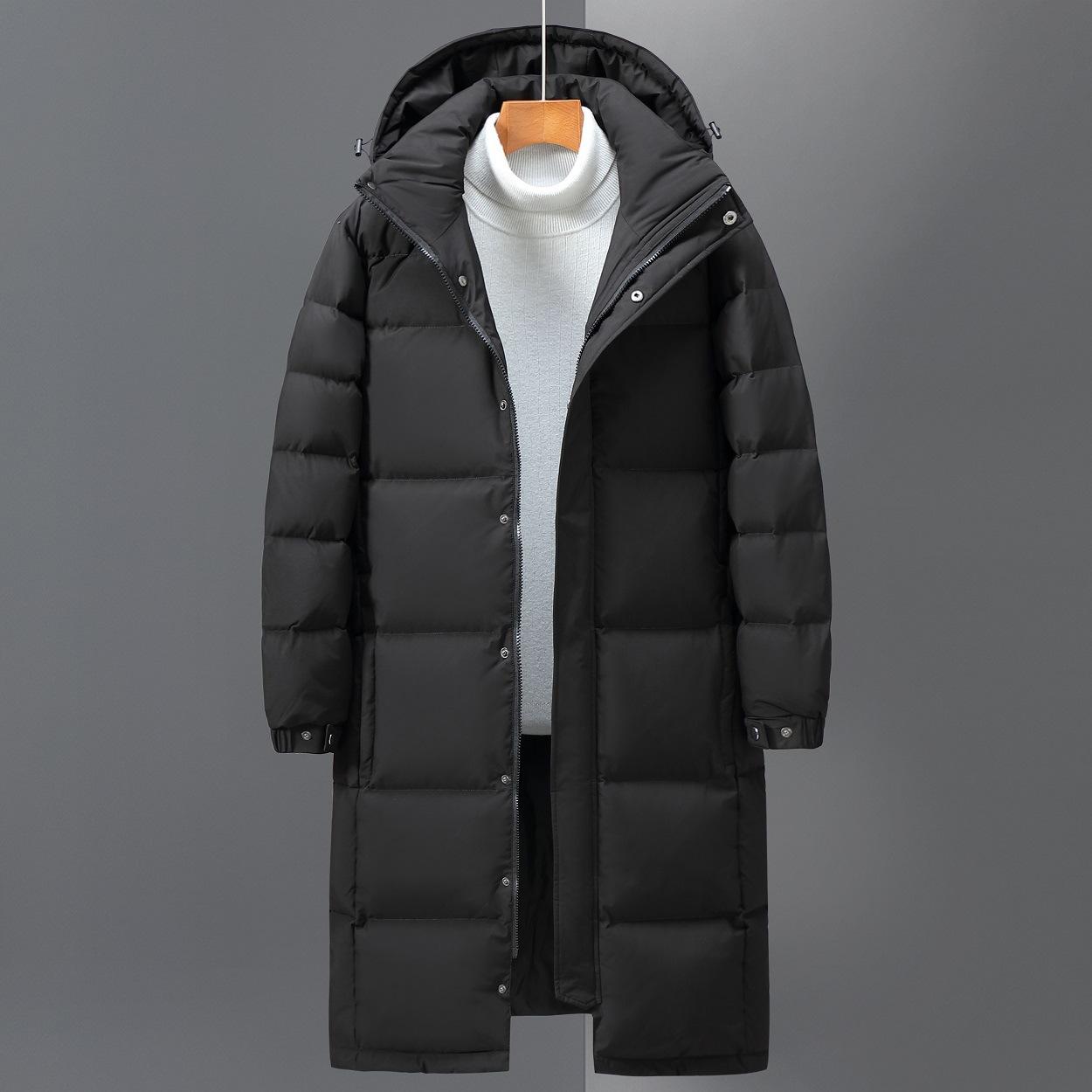 Neue Winter Männer Lange Jacken Mit Kapuze Casual Ente Unten Mäntel Männlichen Outdoor Winddicht Warme Winter Parkas Herren Kleidung M schwarz von Joom DACH