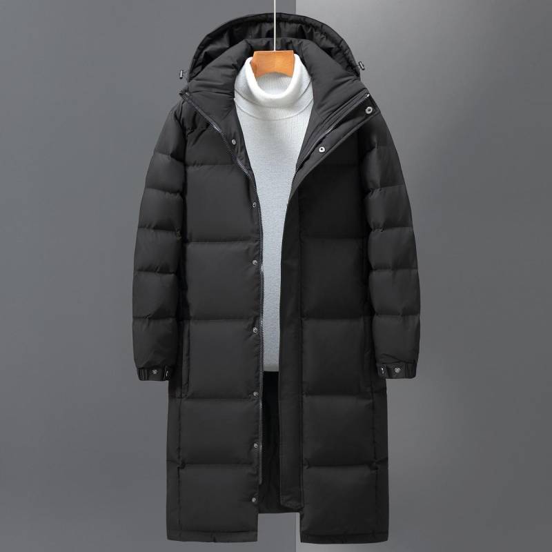 Neue Winter Männer Lange Jacken Mit Kapuze Casual Ente Unten Mäntel Männlichen Outdoor Winddicht Warme Winter Parkas Herren Kleidung XL schwarz von Joom DACH