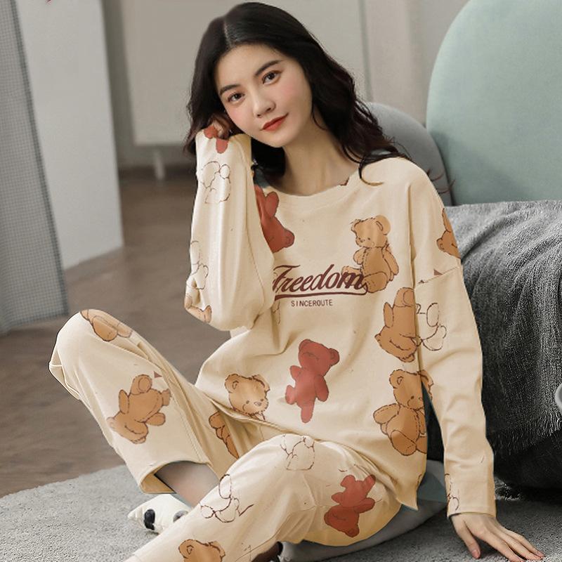 Neue Winter Pyjamas frauen Koreanische Version Lange ärmeln Homewear Anzug Lose Große Größe Zwei-stück Anzug Kann draußen getragen werden XL von Joom DACH