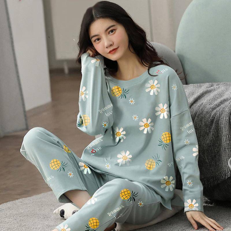 Neue Winter Pyjamas frauen Koreanische Version Lange ärmeln Homewear Anzug Lose Große Größe Zwei-stück Anzug Kann draußen getragen werden XL von Joom DACH