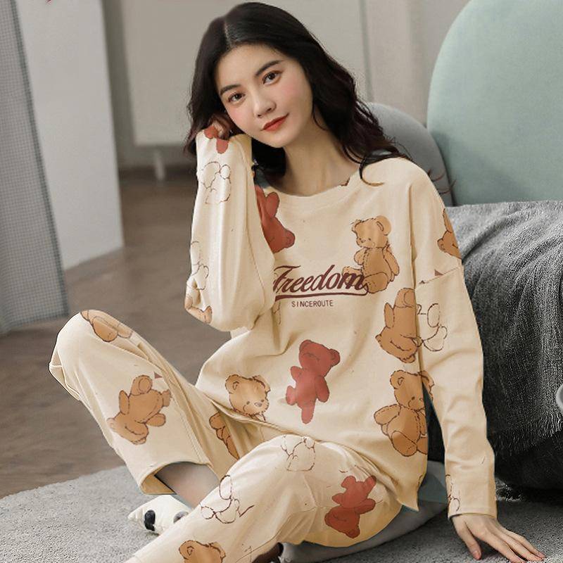 Neue Winter Pyjamas frauen Koreanische Version Lange ärmeln Homewear Anzug Lose Große Größe Zwei-stück Anzug Kann draußen getragen werden XXXL von Joom DACH