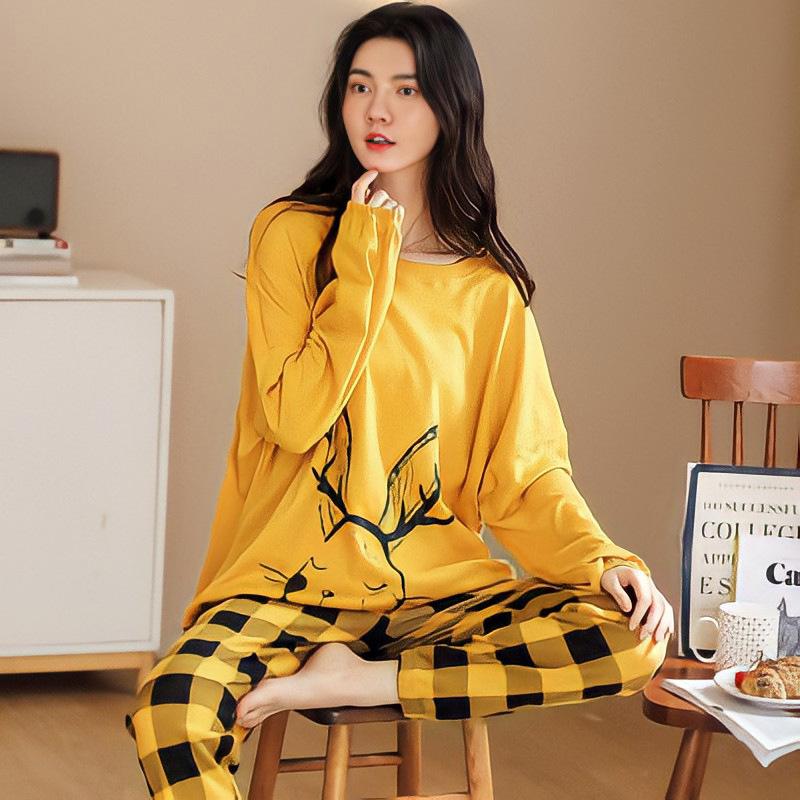 Neue Winter Pyjamas frauen Koreanische Version Lange ärmeln Homewear Anzug Lose Große Größe Zwei-stück Anzug Kann draußen getragen werden XXXL von Joom DACH