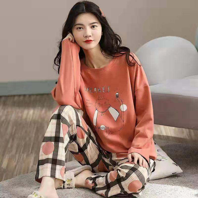 Neue Winter Pyjamas frauen Koreanische Version Lange ärmeln Homewear Anzug Lose Große Größe Zwei-stück Anzug Kann draußen getragen werden XXXXXL von Joom DACH