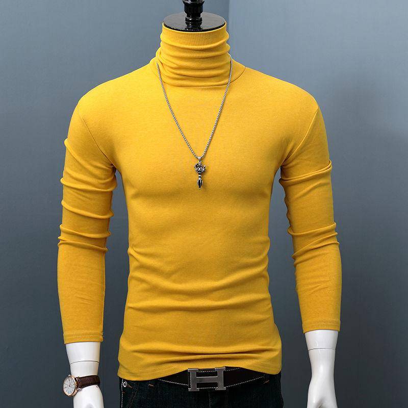 Neue Winter Rollkragen Dicke Herren Pullover Casual Schildkröte Hals Einfarbig Qualität Warme Dünne Rollkragen Pullover Pullover Männer 2XL gelb von Joom DACH