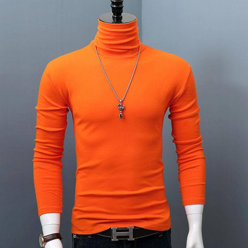 Neue Winter Rollkragen Dicke Herren Pullover Casual Schildkröte Hals Einfarbig Qualität Warme Dünne Rollkragen Pullover Pullover Männer 3XL orange von Joom DACH