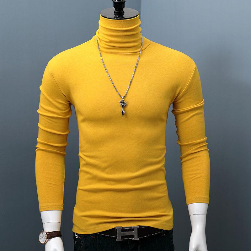 Neue Winter Rollkragen Dicke Herren Pullover Casual Schildkröte Hals Einfarbig Qualität Warme Dünne Rollkragen Pullover Pullover Männer L gelb von Joom DACH
