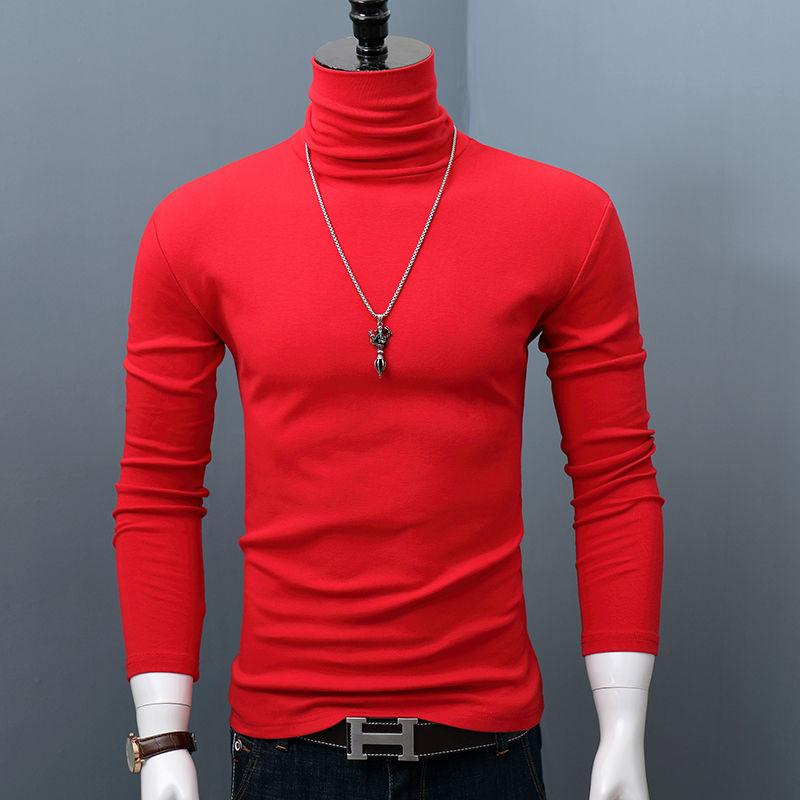 Neue Winter Rollkragen Dicke Herren Pullover Casual Schildkröte Hals Einfarbig Qualität Warme Dünne Rollkragen Pullover Pullover Männer L rot von Joom DACH