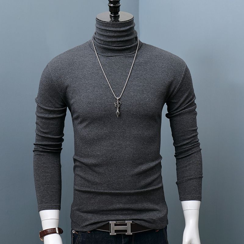 Neue Winter Rollkragen Dicke Herren Pullover Casual Schildkröte Hals Einfarbig Qualität Warme Dünne Rollkragen Pullover Pullover Männer M dunkelgrau von Joom DACH