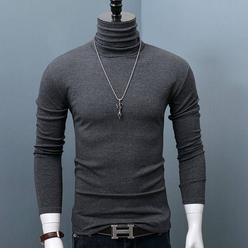 Neue Winter Rollkragen Dicke Herren Pullover Casual Schildkröte Hals Einfarbig Qualität Warme Dünne Rollkragen Pullover Pullover Männer M dunkelgrau von Joom DACH